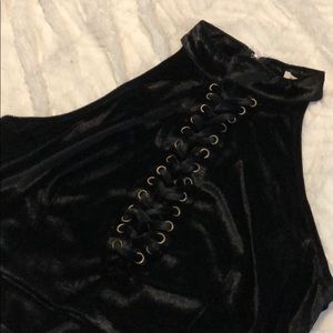 Fashion Nova Black Velvet Crop Top - NWOT